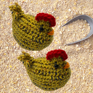 Tan Speckled Chickens Two crochet tan speckled chickens