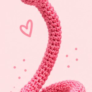 Pink Crochet Snake called a Derp